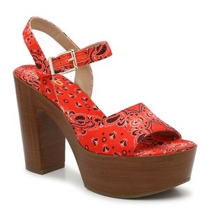 NEW Red Bandana Print Platform Sandal